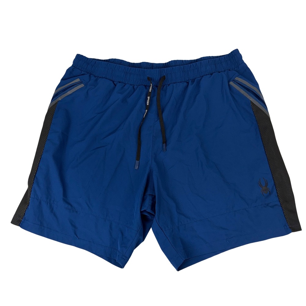 Spyder Active Men Blue Athletic Workout Shorts Size XL TG ProWeb Zip Pockets‎